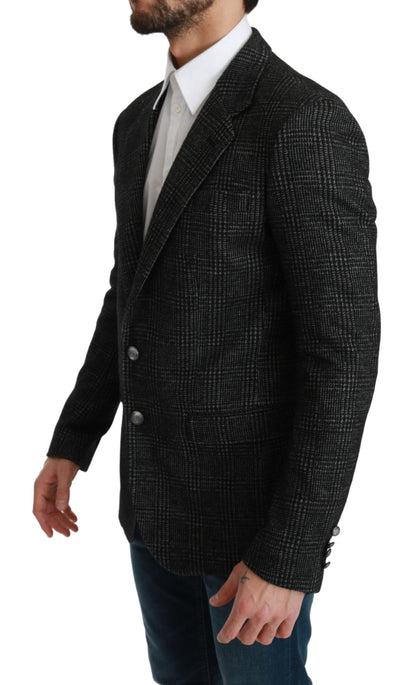 Dolce &amp; Gabbana Elegante blazer slim fit scozzese grigio