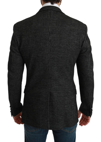 Dolce &amp; Gabbana Elegante blazer slim fit scozzese grigio