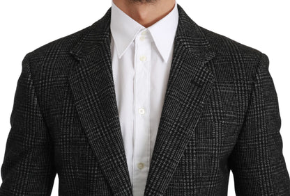 Dolce &amp; Gabbana Elegante blazer slim fit scozzese grigio