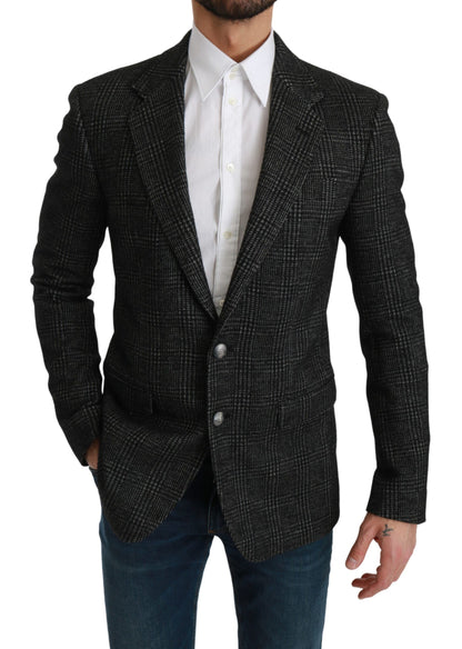 Dolce &amp; Gabbana Elegante blazer slim fit scozzese grigio