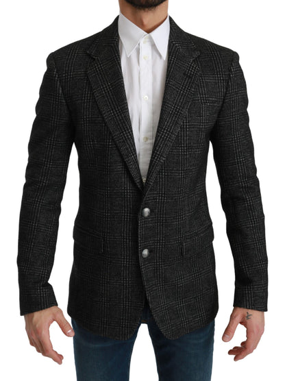 Dolce &amp; Gabbana Elegante blazer slim fit scozzese grigio