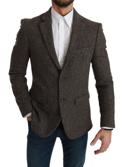 Dolce &amp; Gabbana Blazer elegante marrone slim fit in misto lana