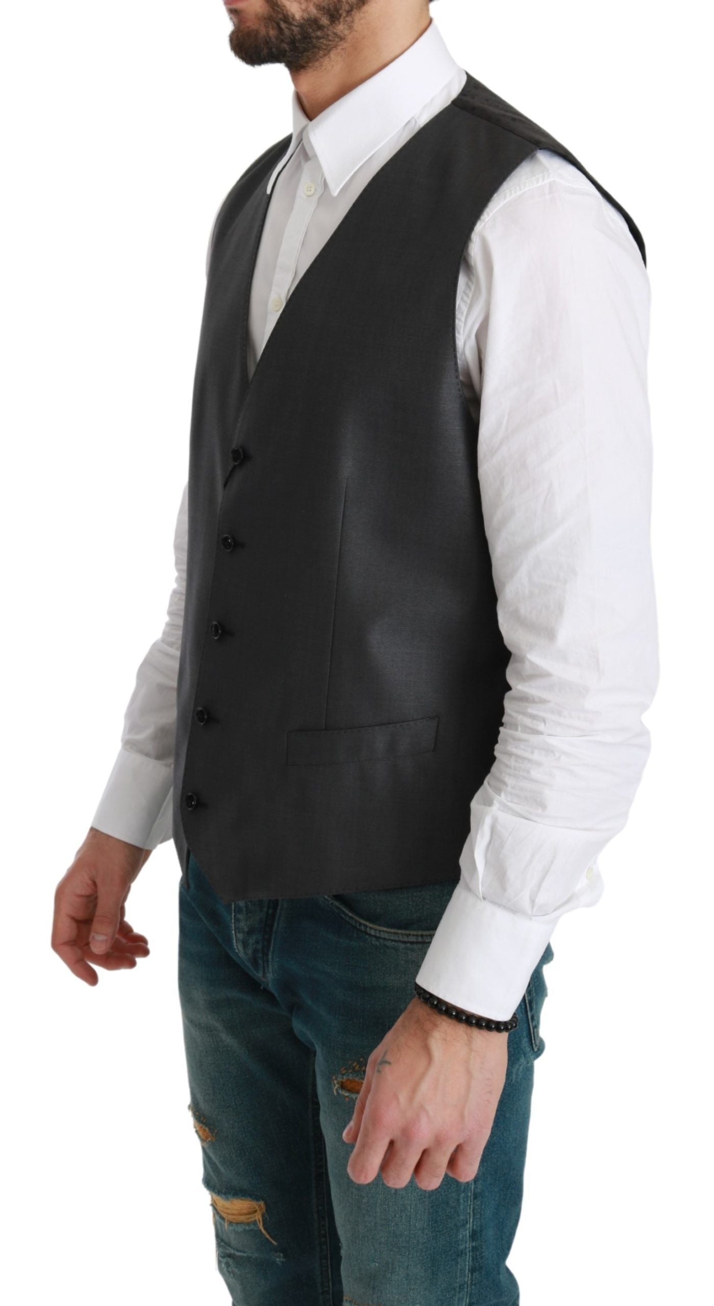 Dolce &amp; Gabbana Elegante gilet in misto lana grigio