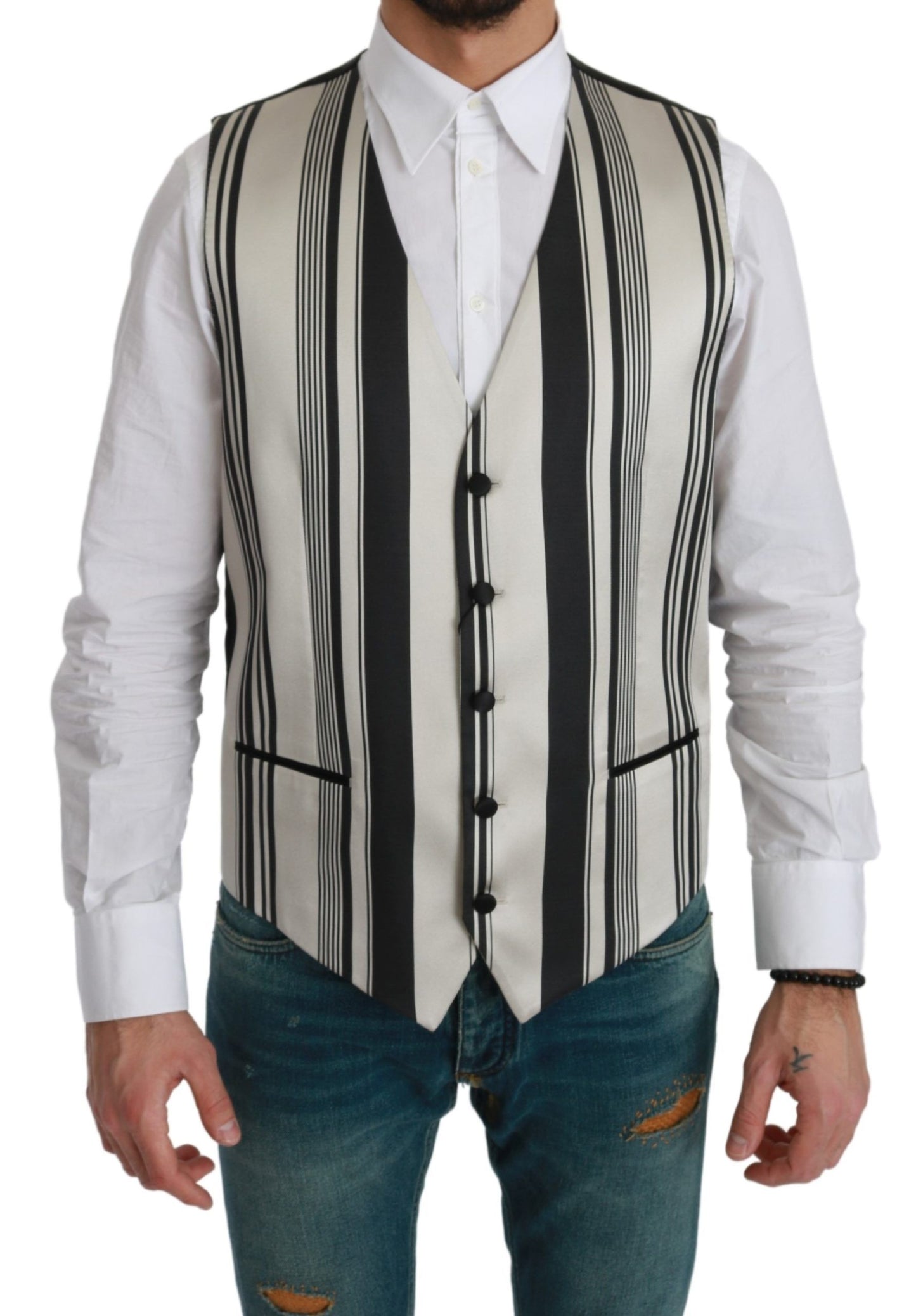 Gilet in seta di cotone a righe Dolce &amp; Gabbana