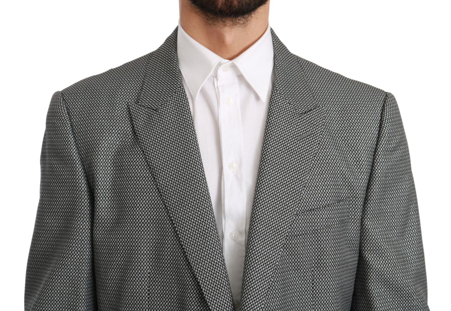 Dolce &amp; Gabbana Blazer slim fit elegante con motivo fantasia grigio