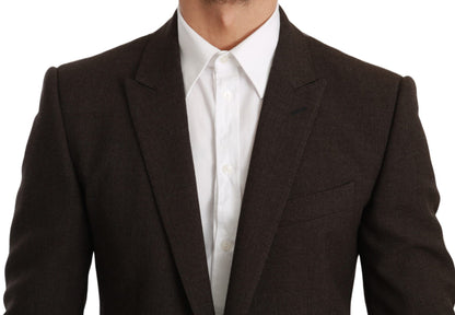 Dolce & Gabbana Elegant Brown Virgin Wool Martini Blazer