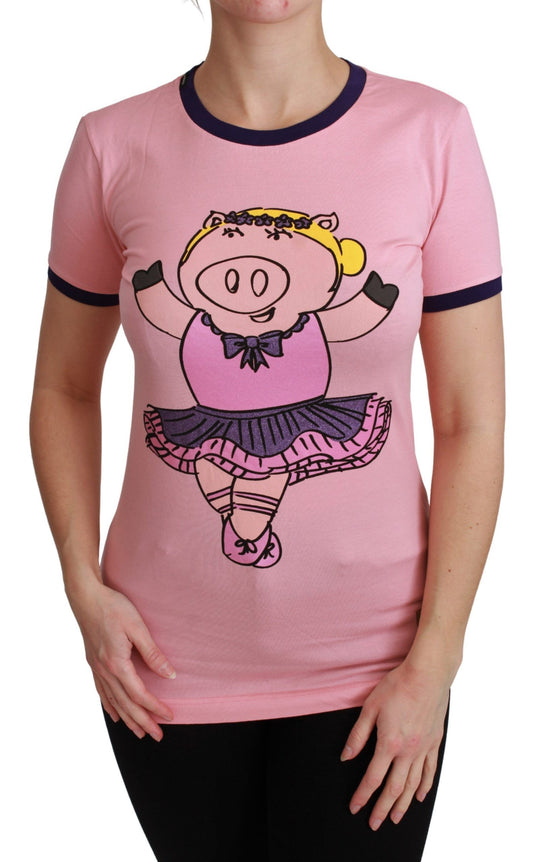 Dolce &amp; Gabbana T-shirt girocollo rosa Anno del maiale