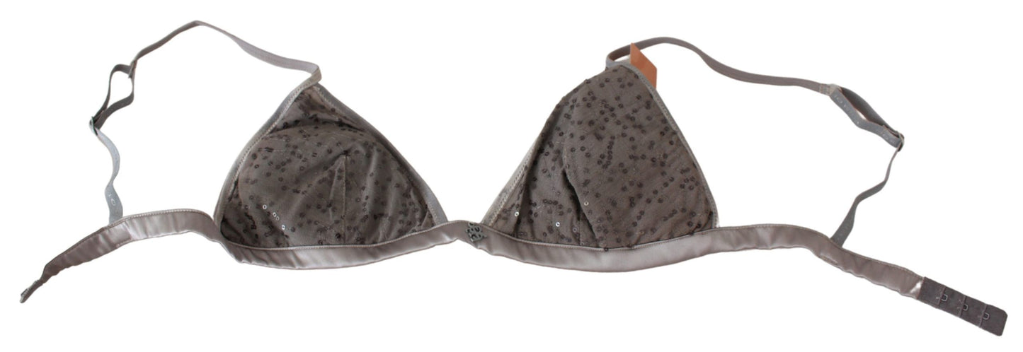 Ermanno Scervino Reggiseno Triangolo Grigio con Paillettes Intimo di Lusso