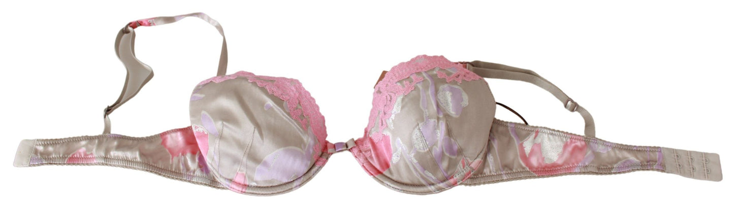 Ermanno Scervino Chic Reggiseno push up in misto seta e pizzo rosa