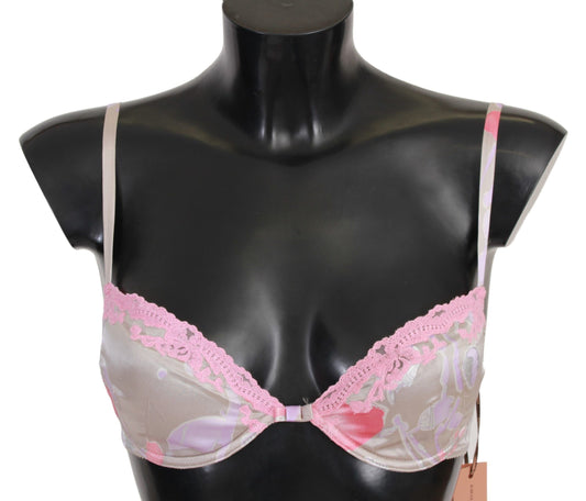 Ermanno Scervino Chic Reggiseno push up in misto seta e pizzo rosa