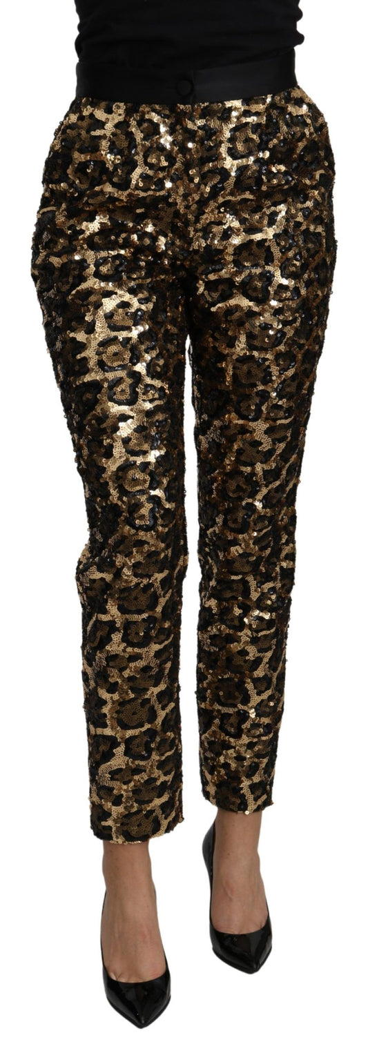 Dolce &amp; Gabbana Pantaloni skinny eleganti a vita alta con paillettes