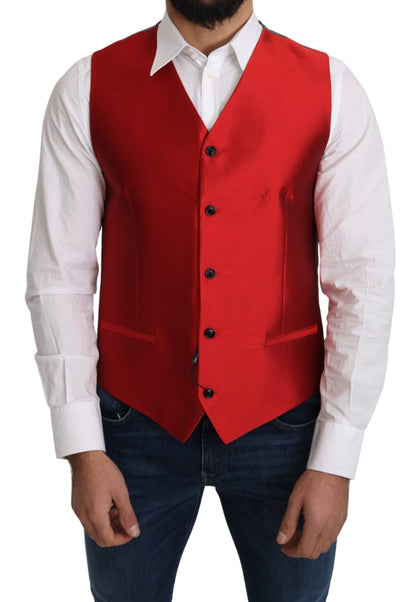 Dolce &amp; Gabbana Incantevole gilet formale in seta rossa