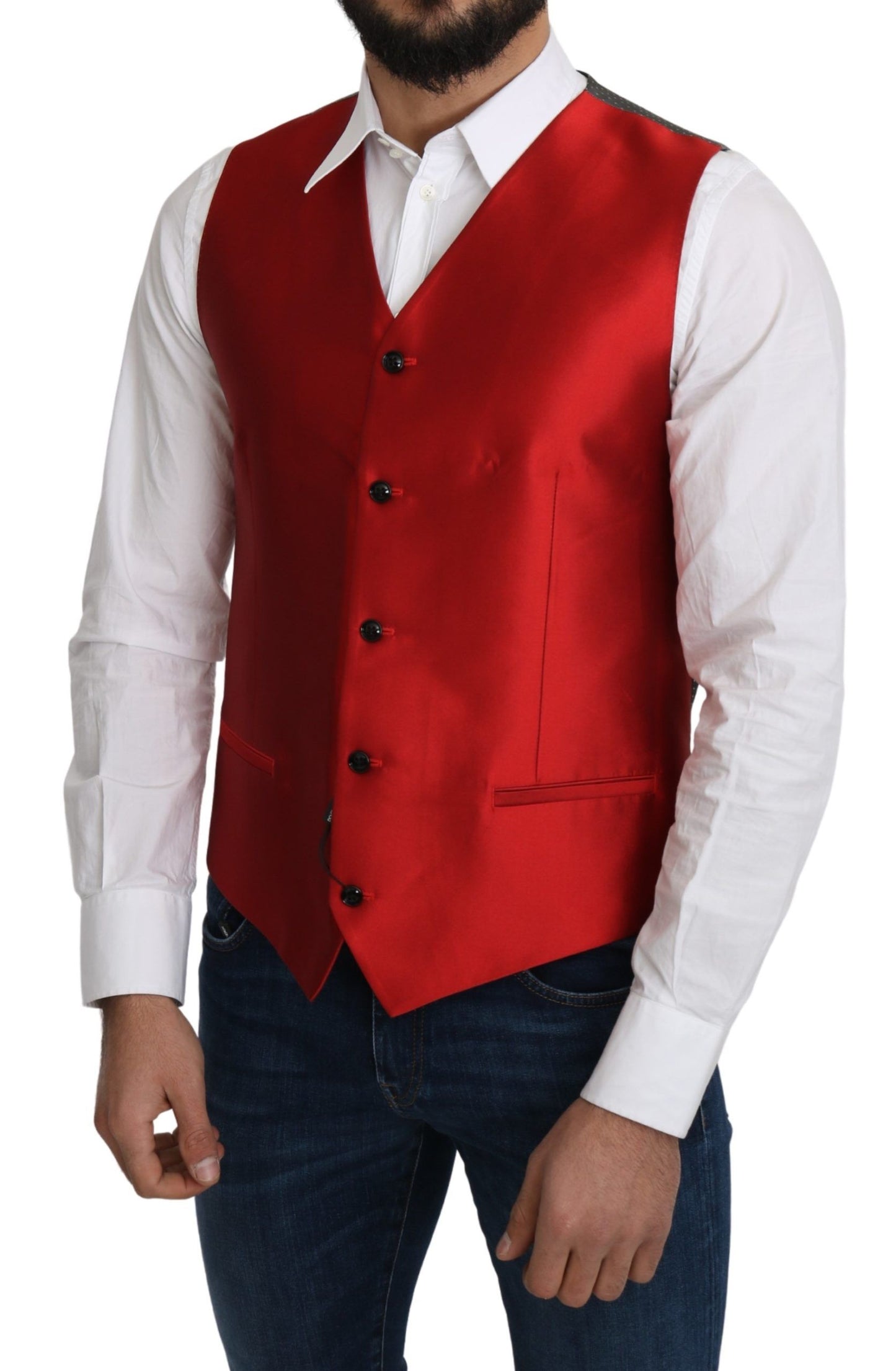 Dolce &amp; Gabbana Incantevole gilet formale in seta rossa