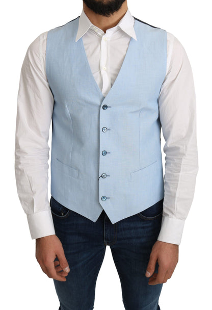 Dolce &amp; Gabbana Elegante Gilet Formale da Uomo Azzurro