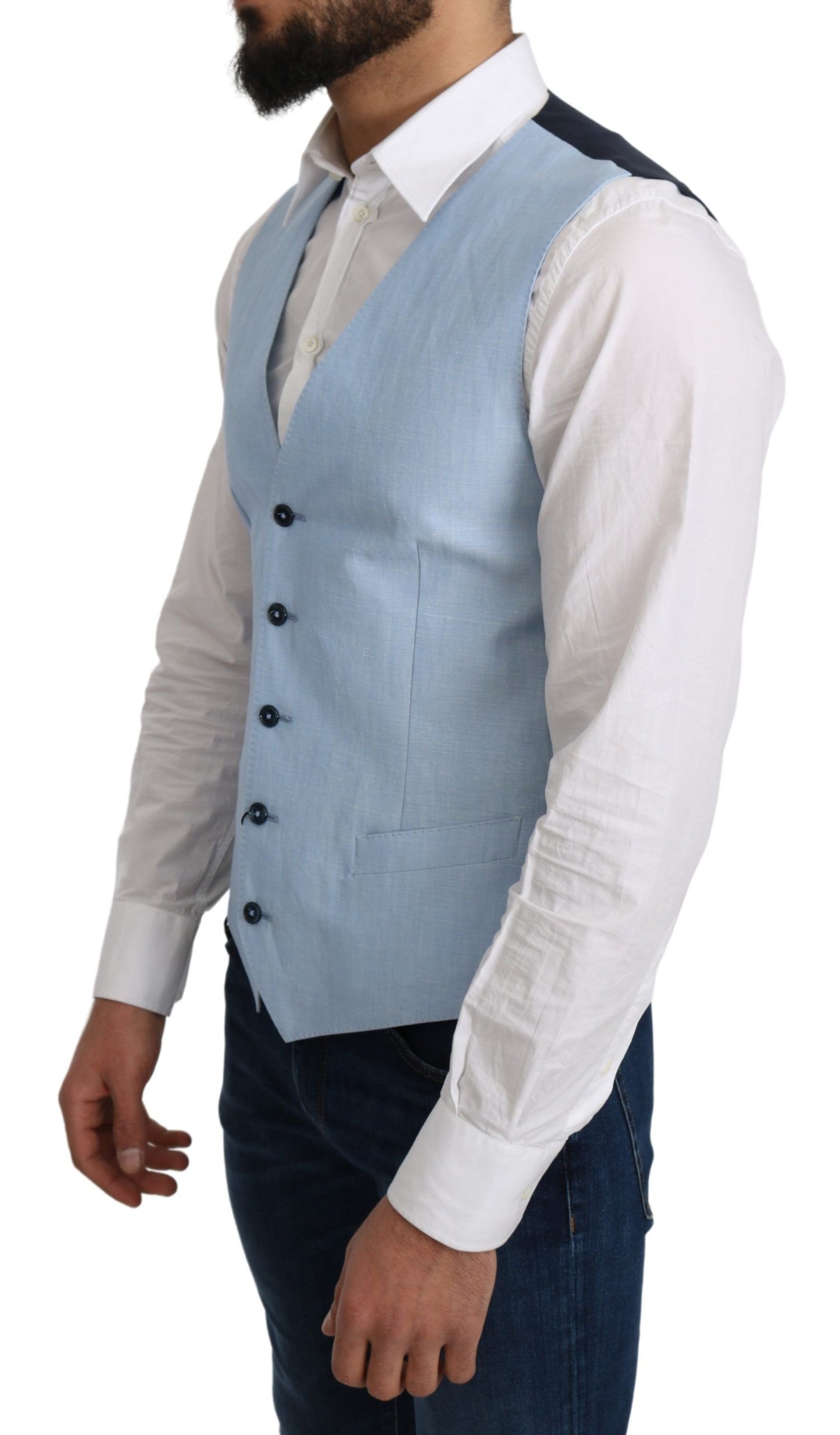 Dolce &amp; Gabbana Elegante Gilet Formale da Uomo Azzurro