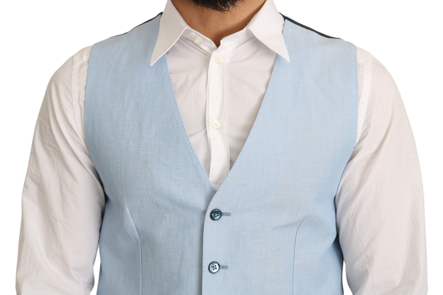 Dolce &amp; Gabbana Elegante Gilet Formale da Uomo Azzurro