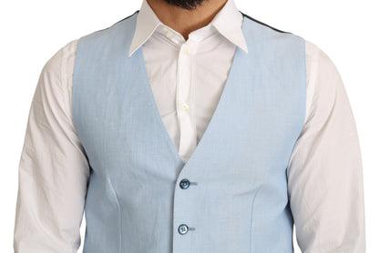 Dolce &amp; Gabbana Elegante Gilet Formale da Uomo Azzurro