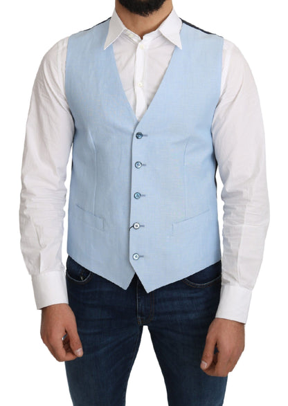 Dolce &amp; Gabbana Elegante Gilet Formale da Uomo Azzurro