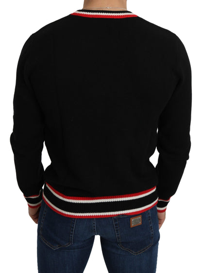 Dolce &amp; Gabbana Elegante Maglione Girocollo In Cashmere Nero