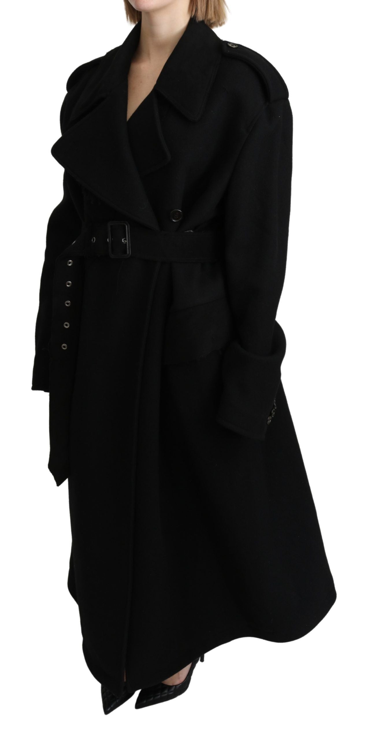 Trench elegante in lana nera di Dolce &amp; Gabbana