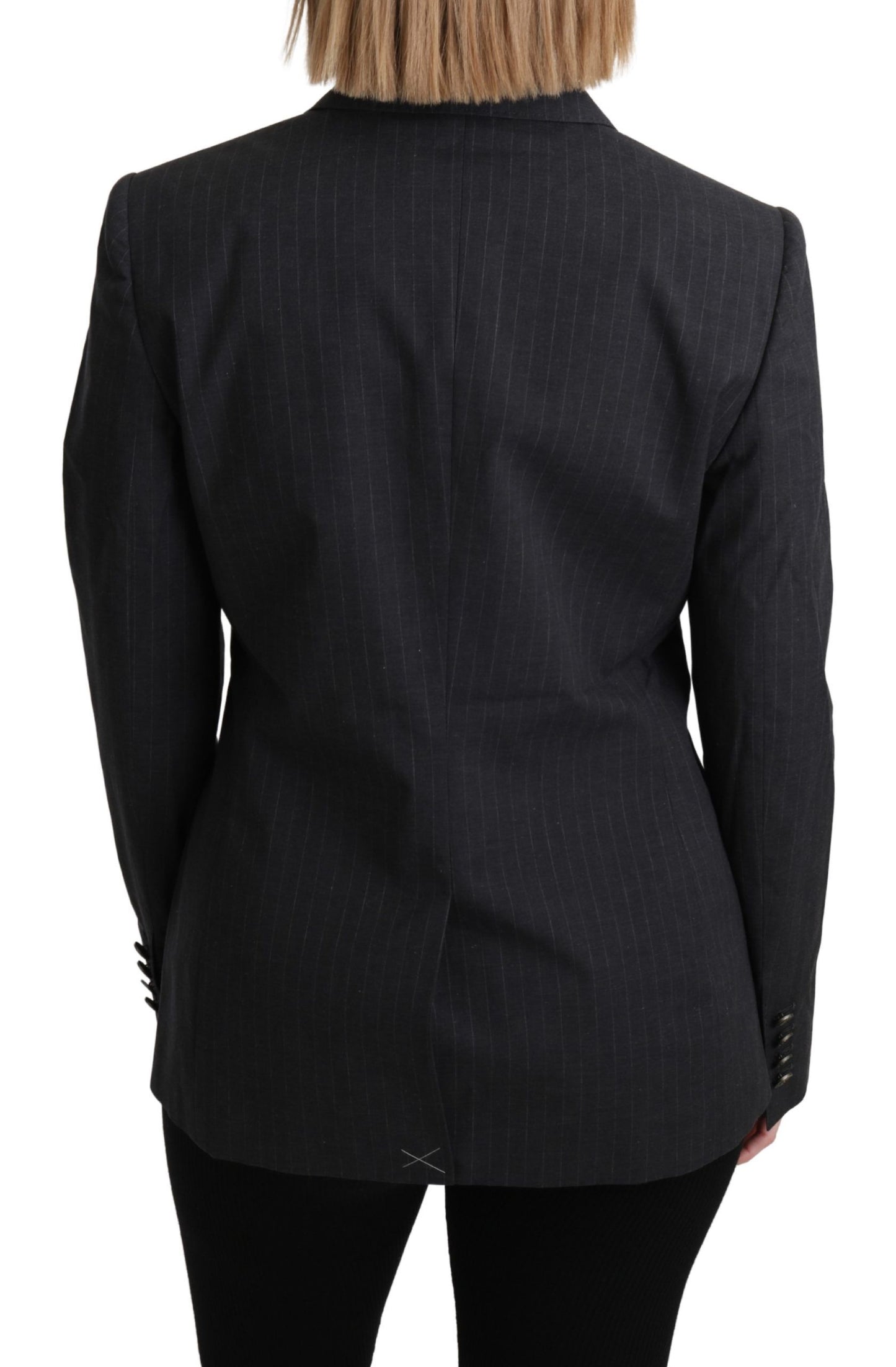 Dolce &amp; Gabbana Elegante Blazer in Cotone a Righe Grigie