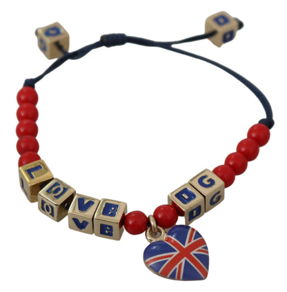 Dolce &amp; Gabbana Elegante bracciale in misto cotone vetro blu rosso