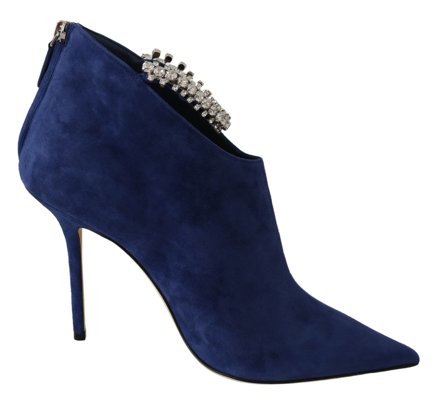 Jimmy Choo Stivali con tacco con cinturino in cristallo blu pop