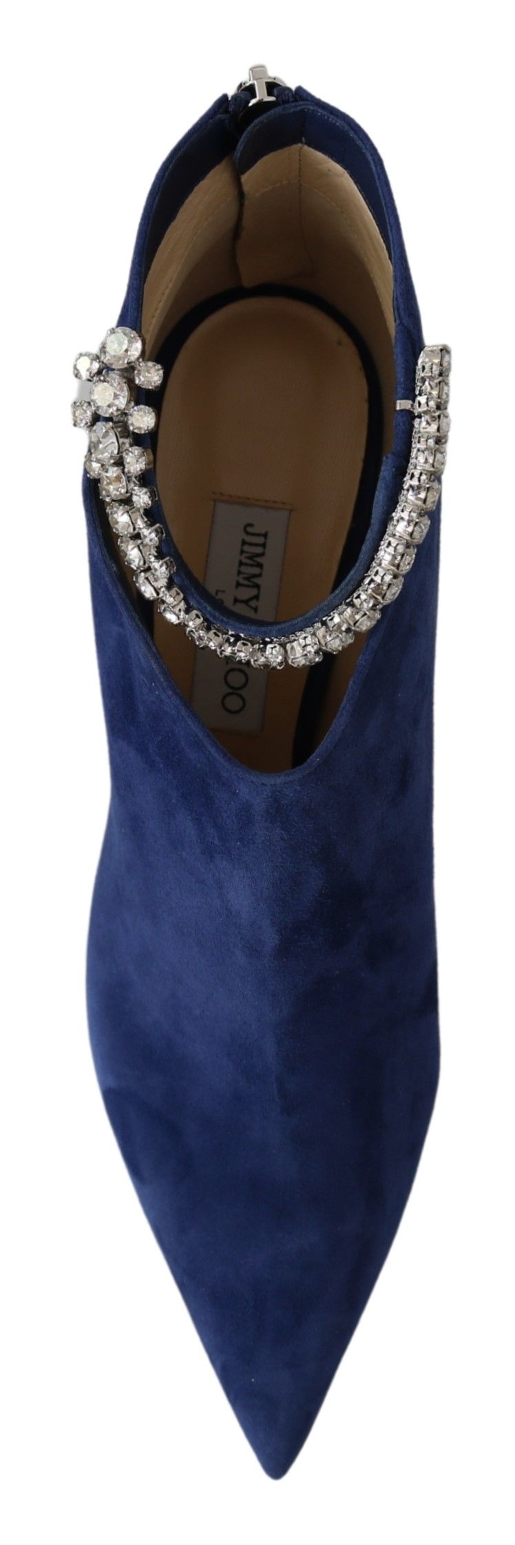 Jimmy Choo Stivali con tacco con cinturino in cristallo blu pop