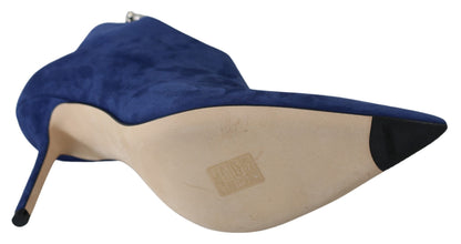 Jimmy Choo Stivali con tacco con cinturino in cristallo blu pop