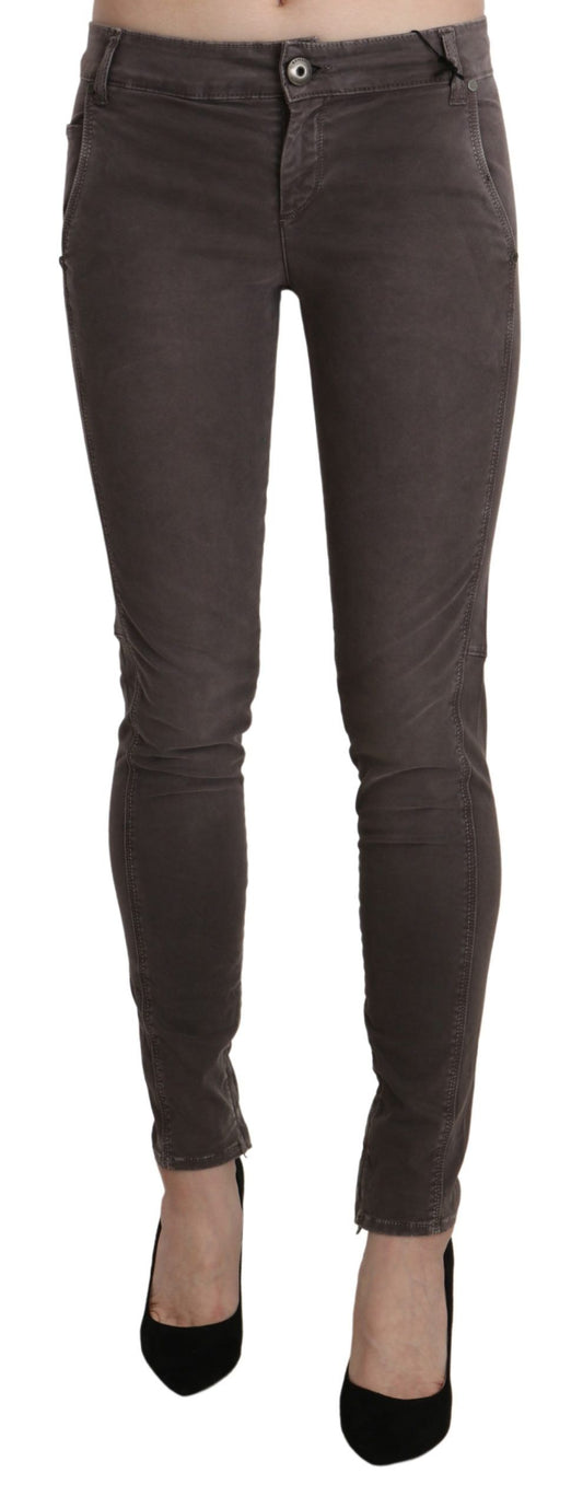 Ermanno Scervino Pantaloni Skinny a Vita Bassa Marrone Chic