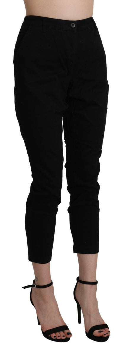 Acht Chic High Waist Cropped Black Jeans