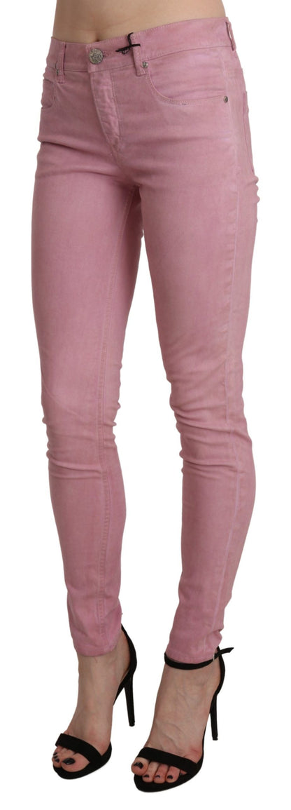 Jeans skinny Acht Chic rosa a vita media