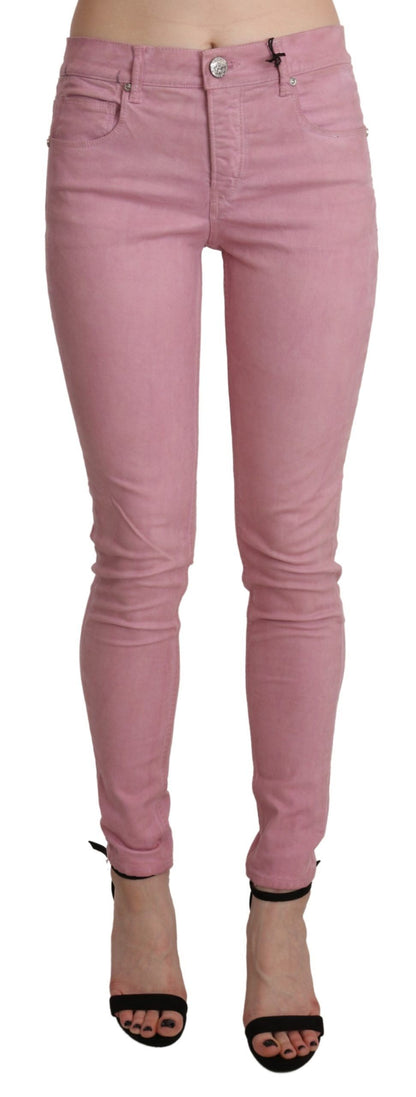 Jeans skinny Acht Chic rosa a vita media