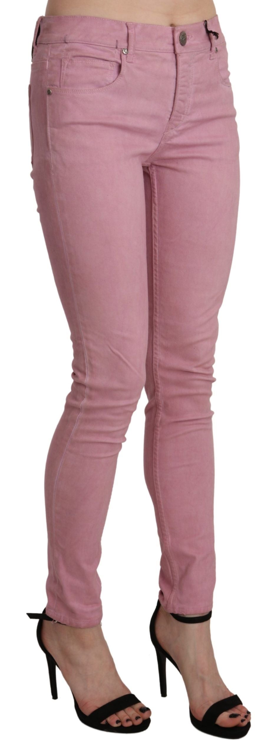 Jeans skinny Acht Chic rosa a vita media