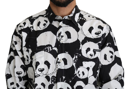 Camicia in puro cotone con stampa panda Dolce &amp; Gabbana - Nero Bianco