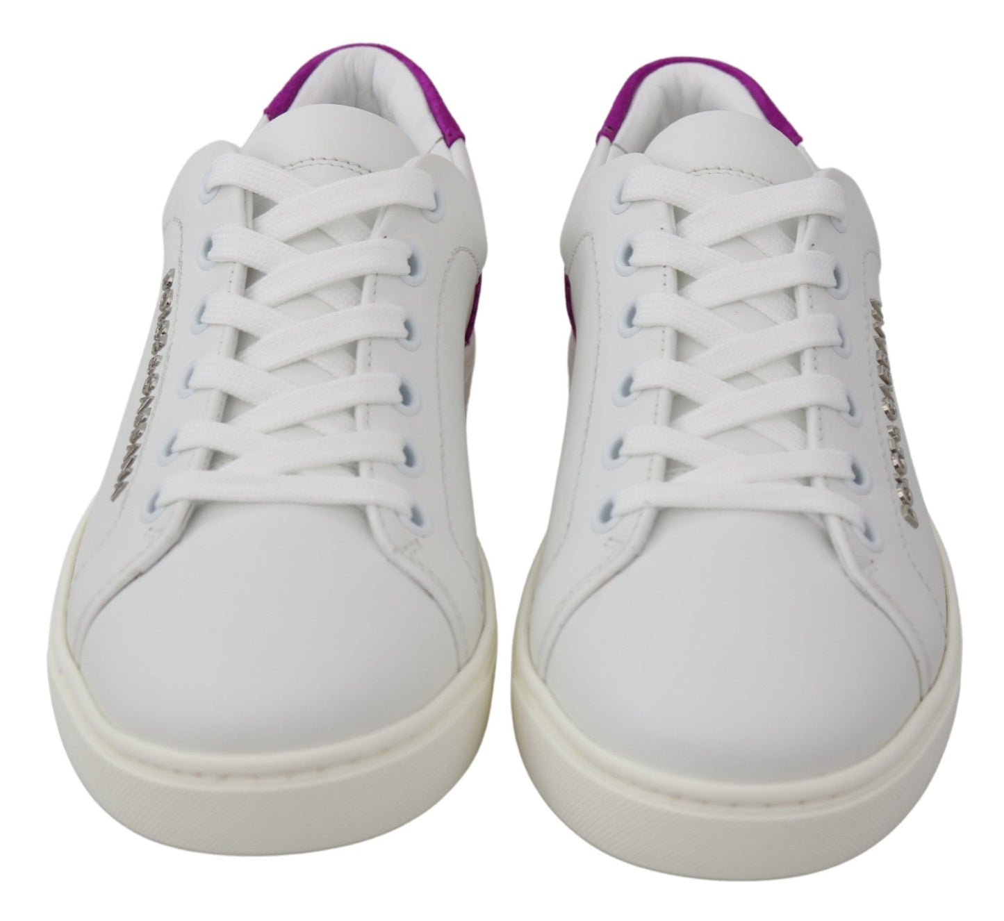 Dolce &amp; Gabbana Chic Sneakers in pelle bianca con accenti viola