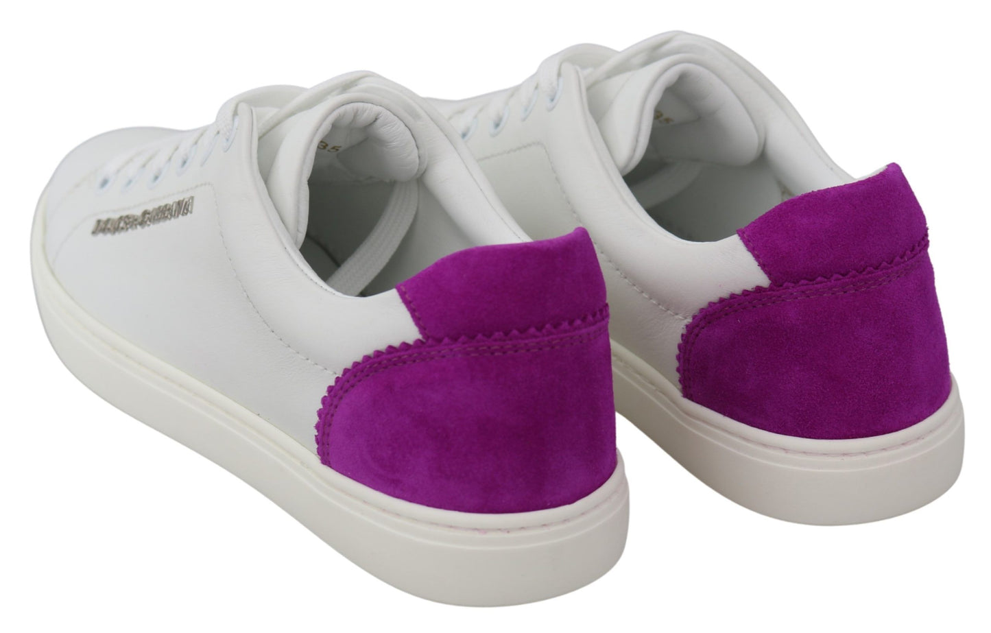 Dolce &amp; Gabbana Chic Sneakers in pelle bianca con accenti viola