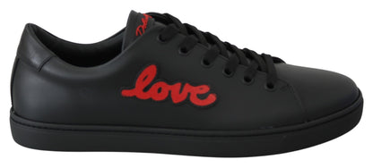 Dolce &amp; Gabbana Eleganti Sneakers in Pelle con Dettagli Rossi