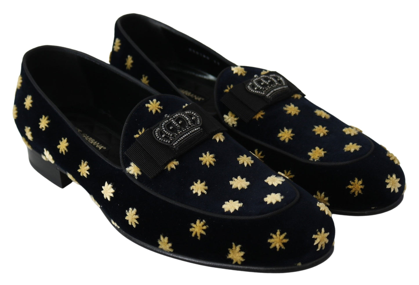 Dolce & Gabbana Elegant Velvet Crown Embroidery Loafers