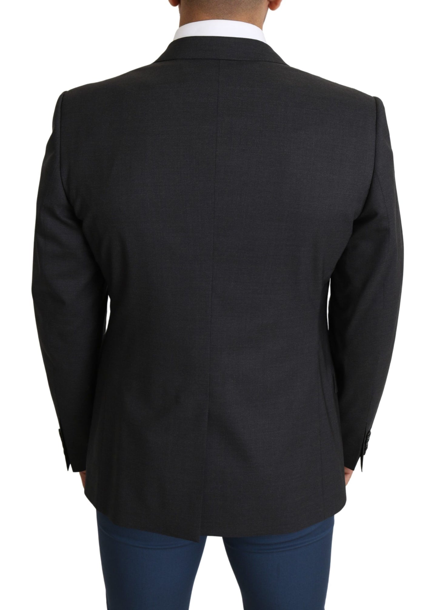 Dolce &amp; Gabbana Elegante blazer slim fit in misto lana e seta grigia