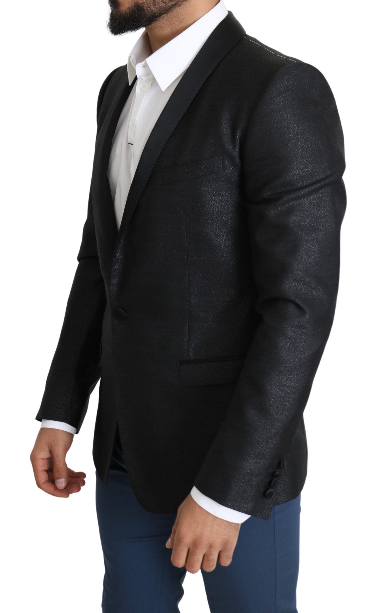 Dolce & Gabbana Elegant Black Jacquard Slim Fit Blazer