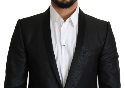 Dolce &amp; Gabbana Elegante blazer slim fit jacquard nero