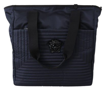 Borsa tote Versace elegante in nylon blu