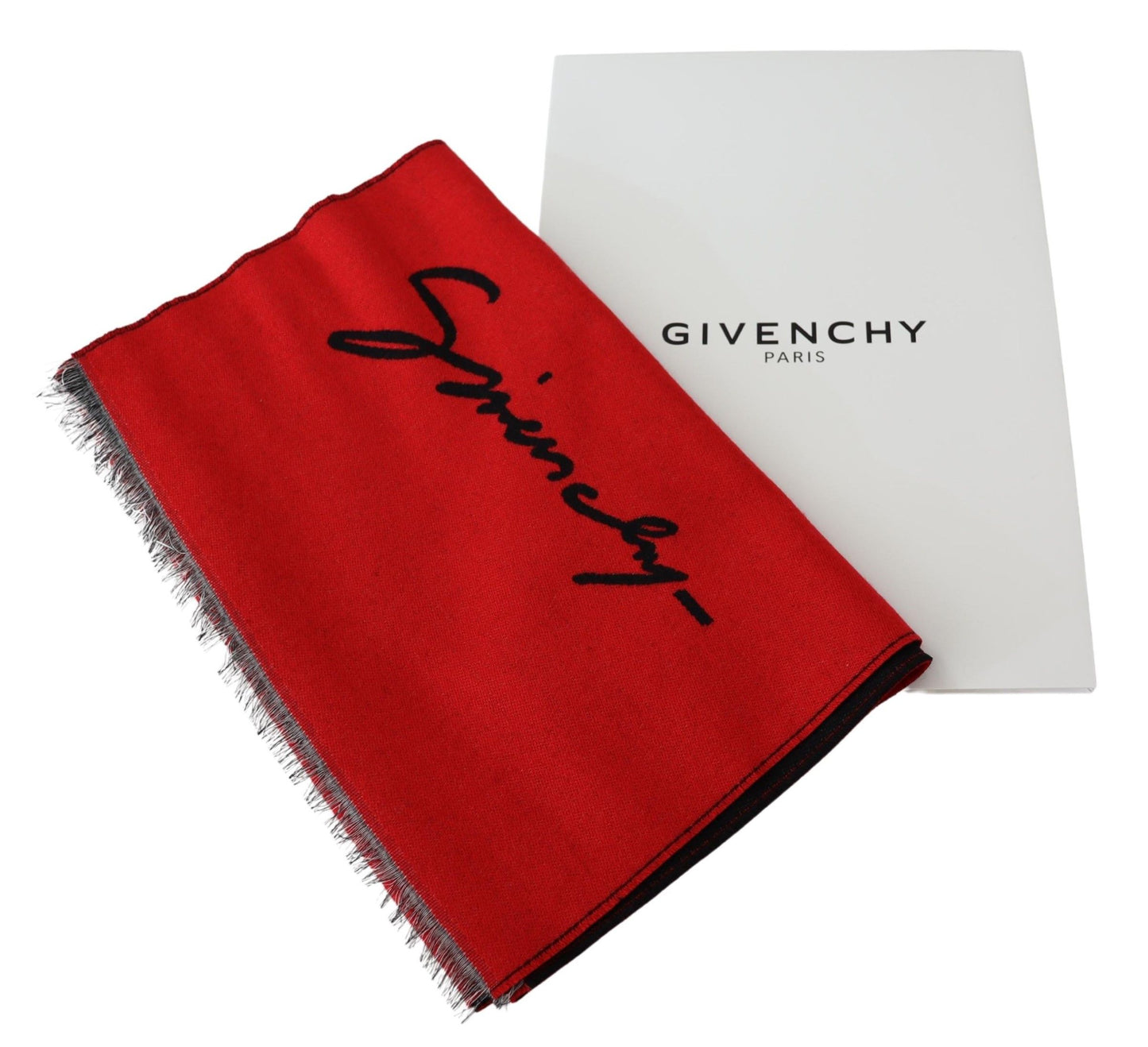 Элегантный красный шарф унисекс из смесовой шерсти от Givenchy