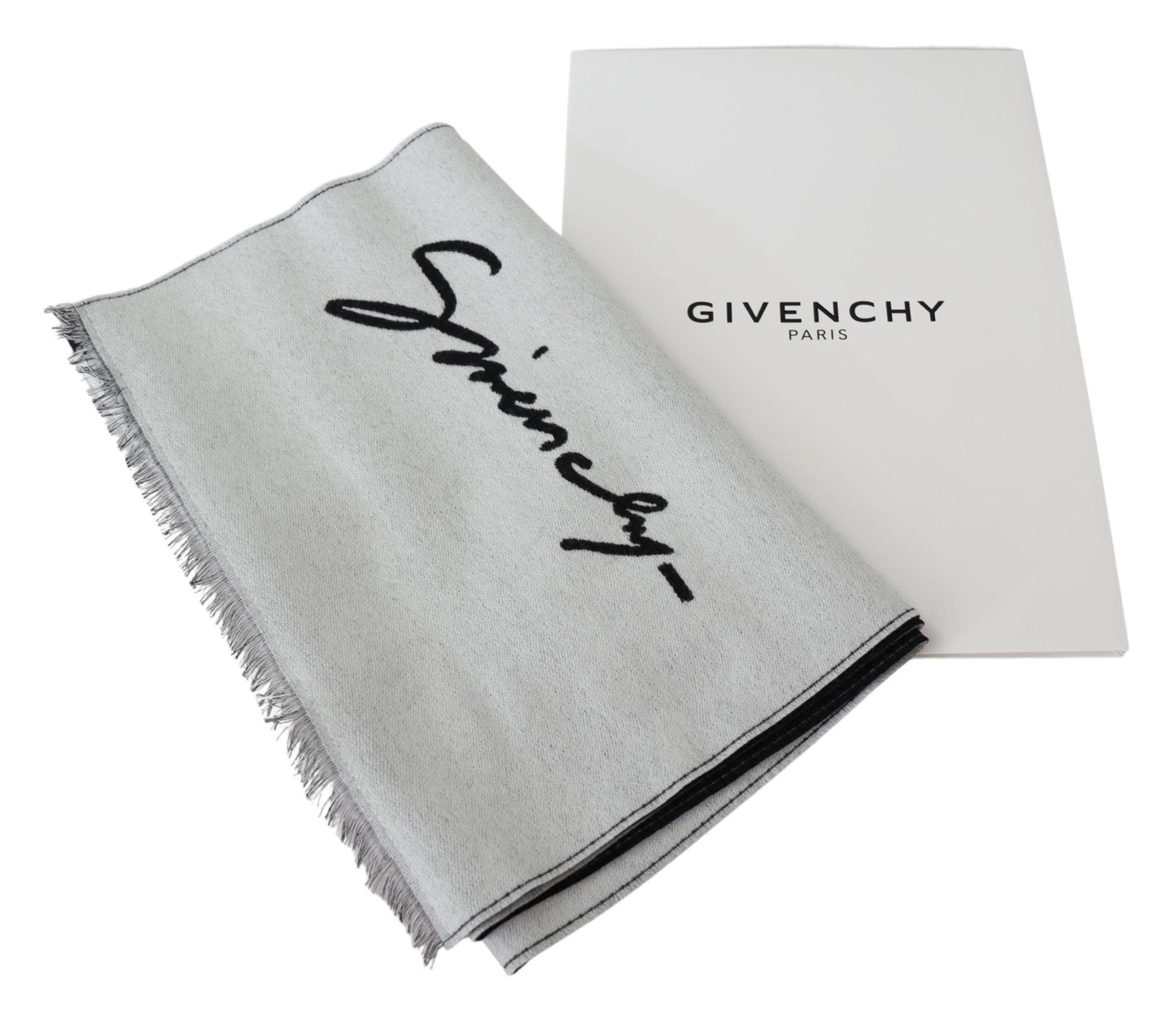 Элегантный однотонный шарф из смеси шерсти и шелка от Givenchy