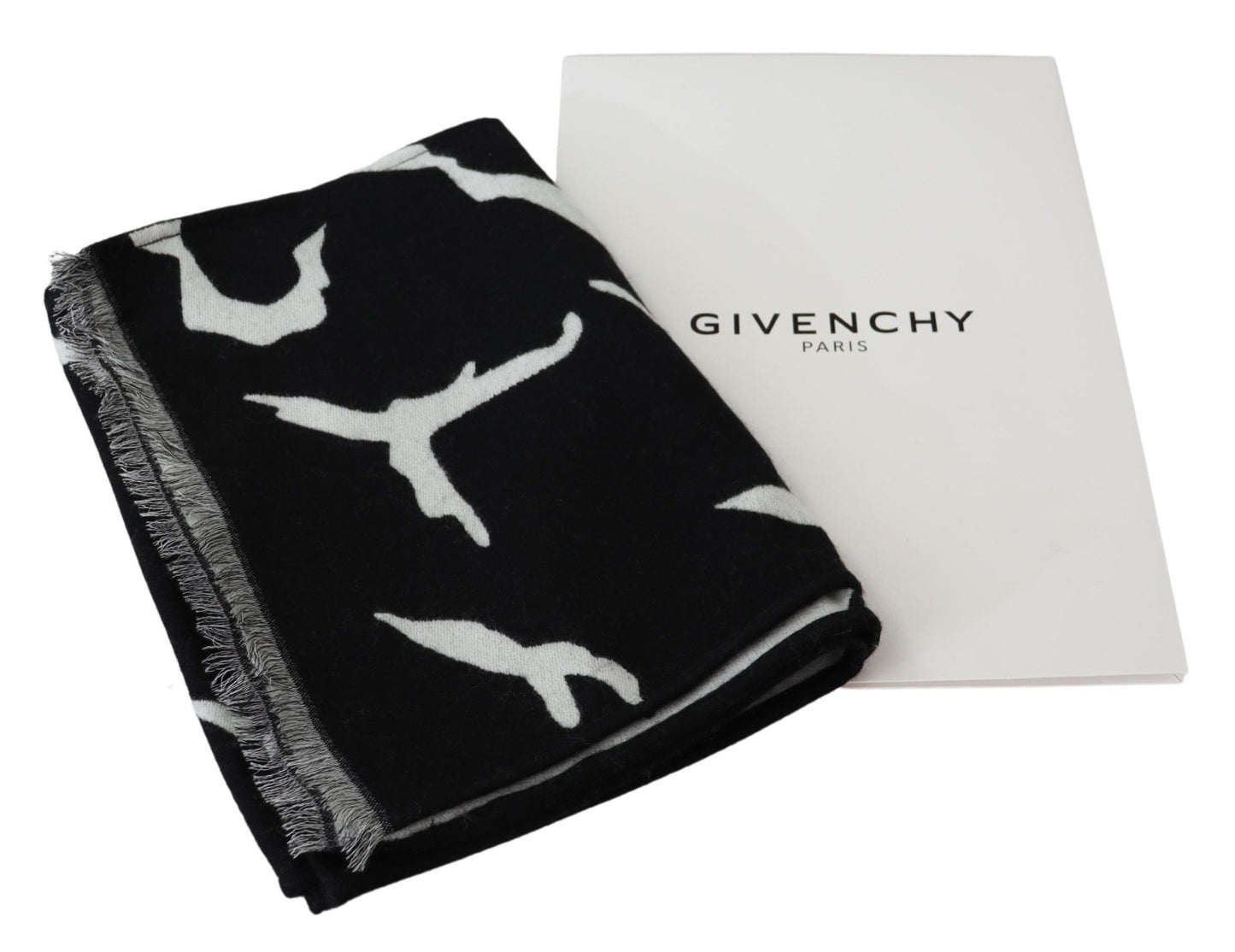 Элегантный шерстяно-шелковый шарф унисекс от Givenchy в черно-белом цвете