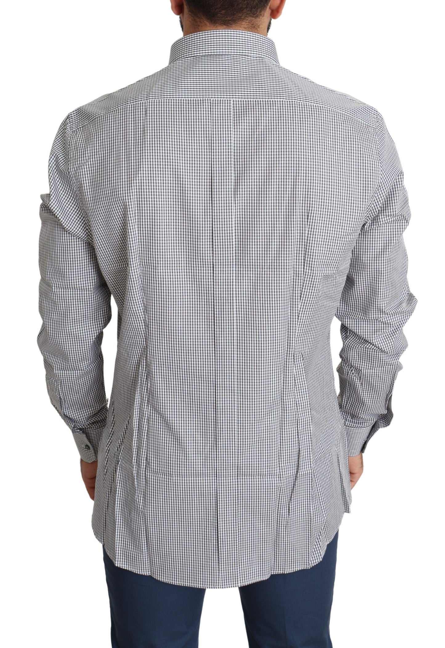 Camicia elegante in cotone slim fit a quadri Dolce &amp; Gabbana