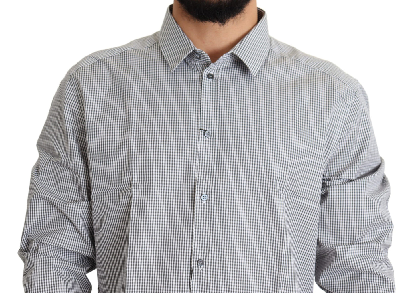 Camicia elegante in cotone slim fit a quadri Dolce &amp; Gabbana