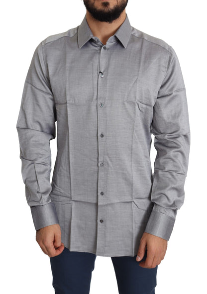 Dolce &amp; Gabbana Camicia elegante in cotone slim fit grigia