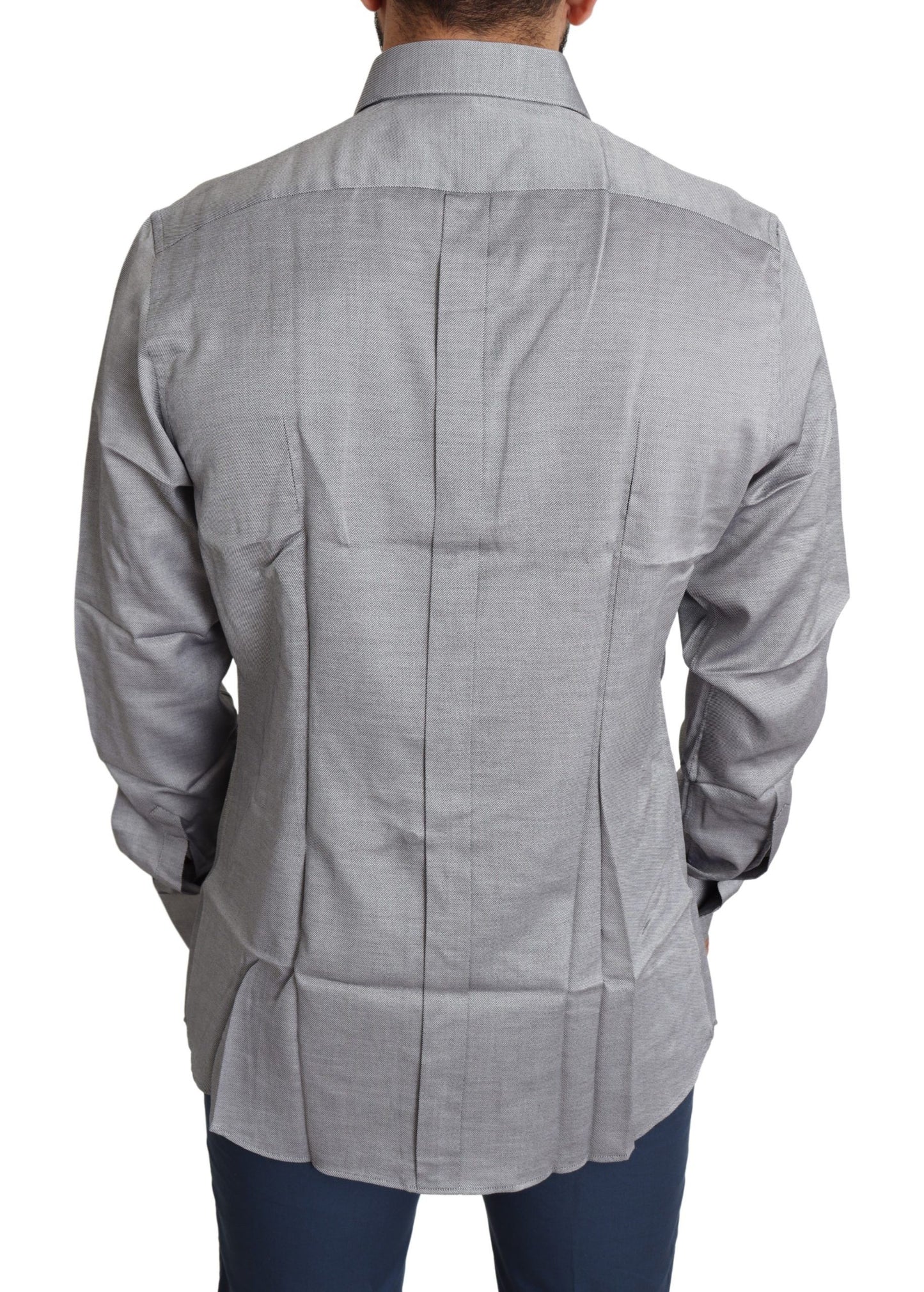 Dolce &amp; Gabbana Camicia elegante in cotone slim fit grigia